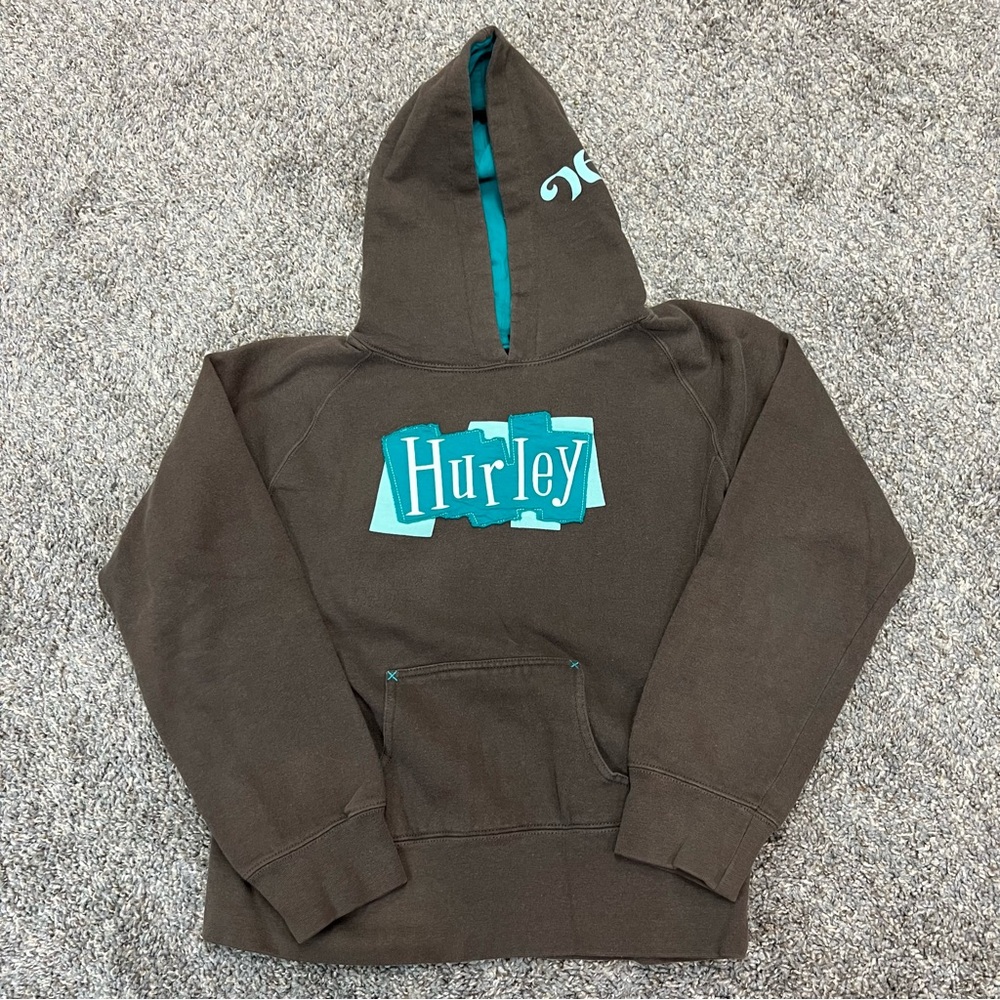 Vintage y2k Hurley sweatshirt womens‎ medium brown blue hoodie surf skate grunge